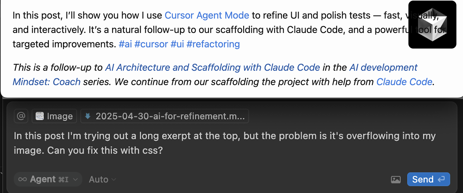Cursor Agent Example with this blog posts styling issues